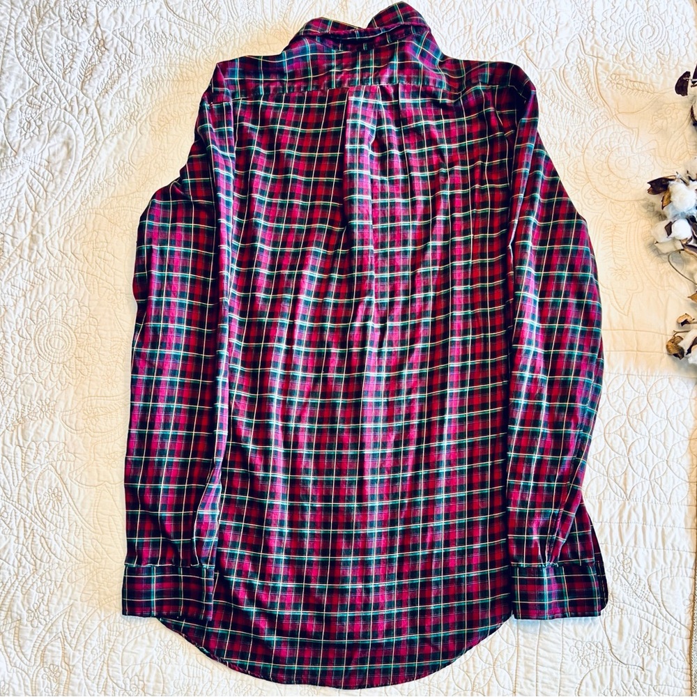 Vintage Ralph Lauren Red & Green Plaid Button Down Long sleeve Shirt size Large - Picture 6 of 10